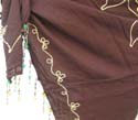 Fashion baby doll style lady's skirt set brown elastic beaded fringe on top and skirt, also it had sewing embroidery flower on skirt 