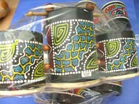 handcrafted hand-painted triple bali drum with stick