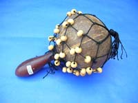 coconut shaker maracas rattle with white beads