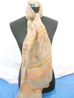polyester scarf half see through with classical pasley design, silky touch