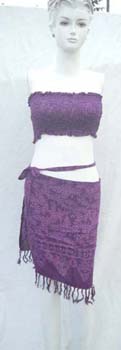 Elastic top matching with mini fringe skirt design