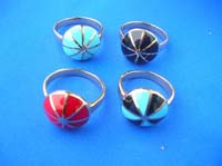 3D circular gemstone bronze ring