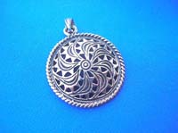Fan shape bronze pendant