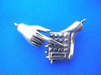 Hand touching a calculate pendant