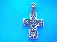 Heart shape cross bronze pendant