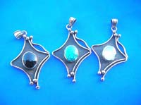 Mini bronze ball, diamond shape gemstone bronze pendant