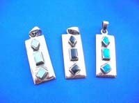 Triple shape rectangular bronze pendant