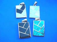 Rectangular tile design bronze gemstone pendant