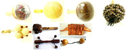 Assorted Hand Painted Shake, Coconut Shake, Nut Shell Shake and Cracker 
